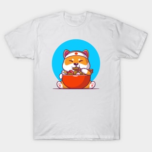 Cute Shiba Inu Eating Ramen Noodle T-Shirt